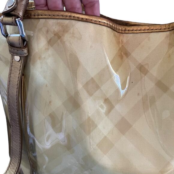 Burberry Lawrence Gold Yellow Supernova Plaid Vinyl Tote - Picture 10 of 16
